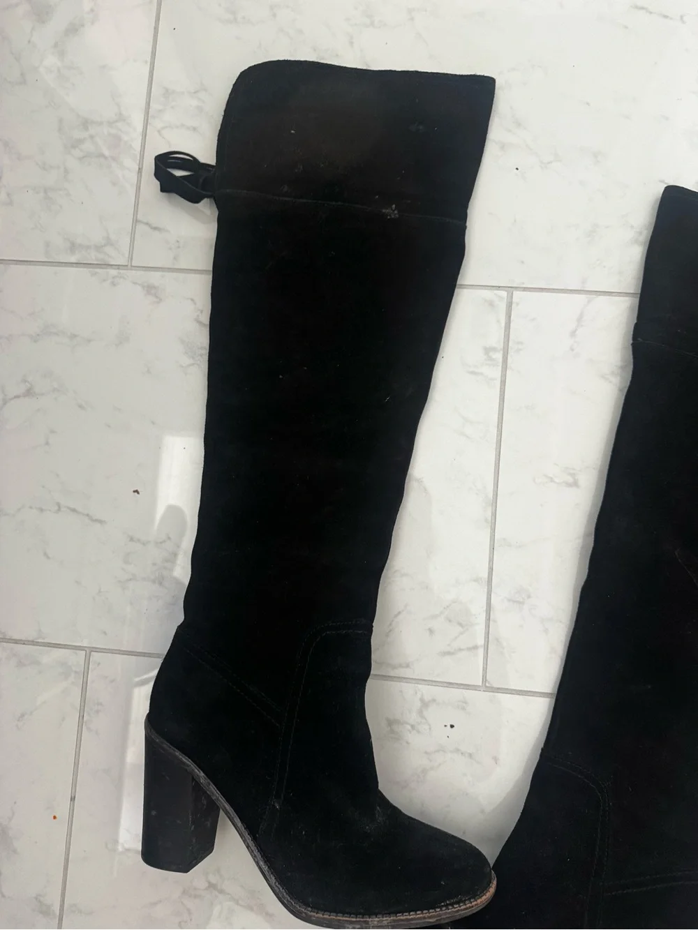 Franco Sarto Black Over-the-Knee Suede Block Heel Boots